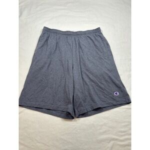 Champion Mens Jersey Shorts Gray Elastic Waist Athletic Gym Pockets Size M 85653